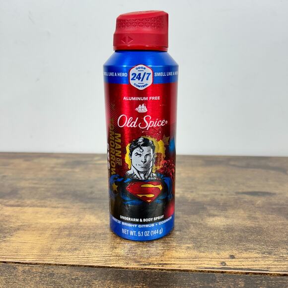 Old Spice Superman Man of Tomorrow Bright Citrus Cosmos Body Spray 5.1 oz - Picture 1 of 5